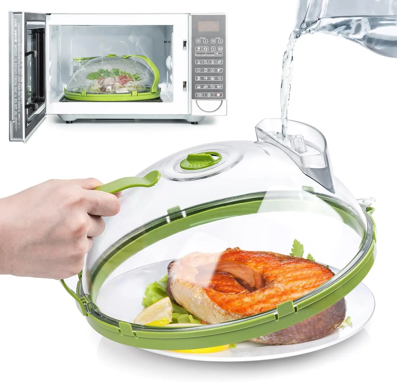 2-In-1 Microwave Steamer & Splash Protector Cover