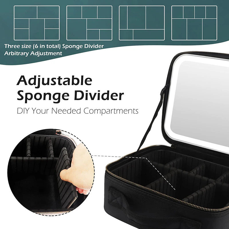 Smart LED Cosmetic Travel Makeup Bag with Mirror